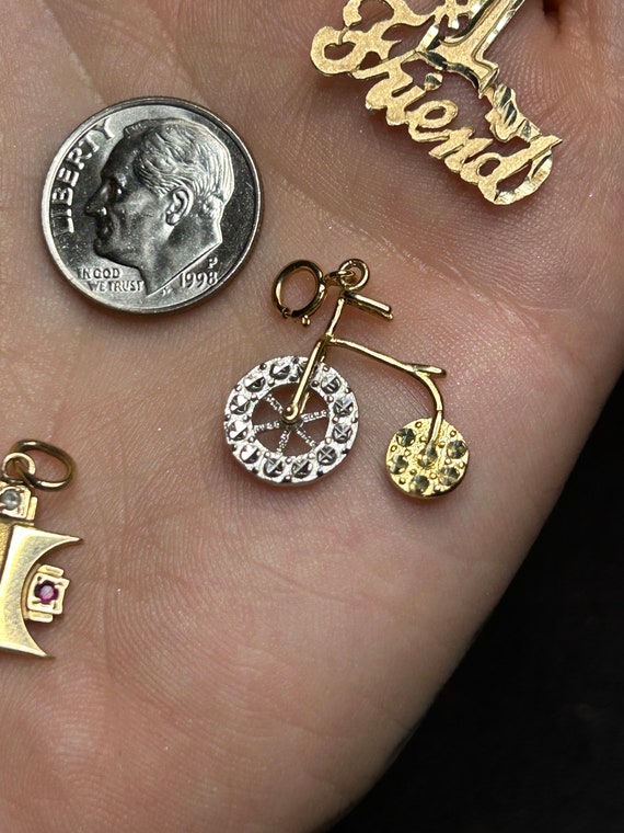 Estate Stackable 14k Gold Mixed Charms Pendants -… - image 7