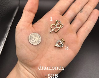 Estate Stackable 10k Gold Mixed Diamond Pendants Charms - 6/1 - LOT G