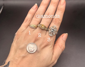 Estate Stackable 10k Gold Mixed Diamond Rings Bands- 3/27/26 - LOT Q