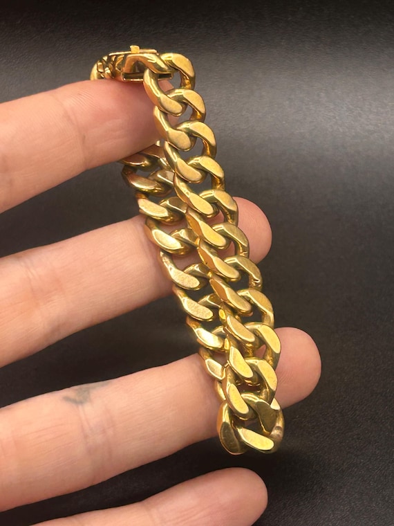 Estate Stackable 18k Gold Solid Link Bracelet - 2… - image 9