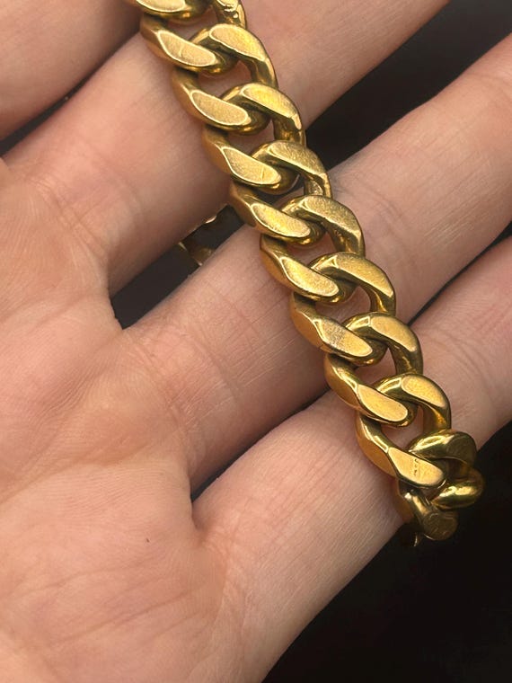Estate Stackable 18k Gold Solid Link Bracelet - 2… - image 6