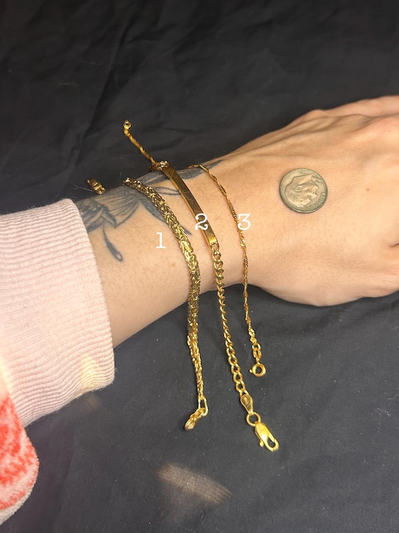 Estate Stackable 18k Gold Mixed Link Bracelets - … - image 1