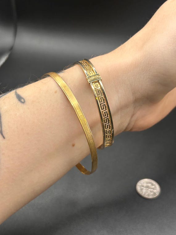 Estate Stackable 18k Gold Mixed Bangle Bracelets … - image 6