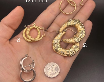 Estate Stackable 14k Gold Mixed Hoops Earrings - 5/15 - LOT BB