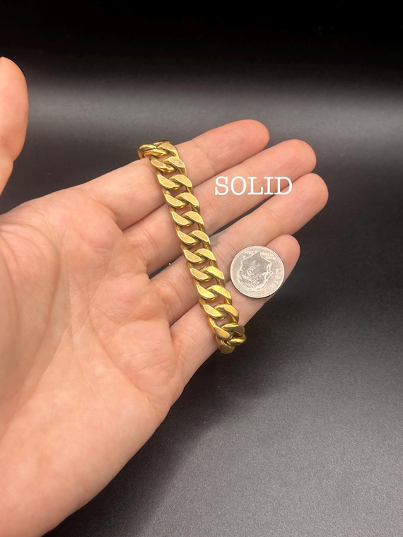 Estate Stackable 18k Gold Solid Link Bracelet - 2… - image 1