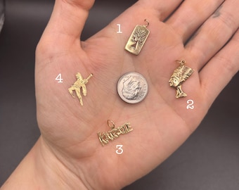 Estate Stackable 14k Gold Mixed Pendants Charms - 6/17 - LOT J