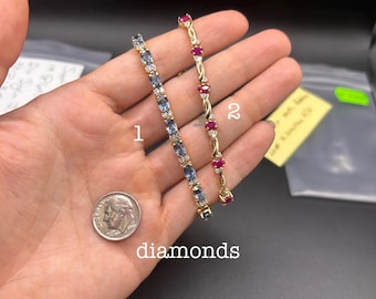 Estate Stackable 14k Gold Mixed Diamond Link Bracelets - 6/2 - LOT B