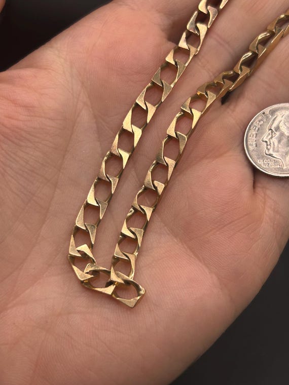 Estate Stackable 9k Gold Link Chain Bracelet - 3/… - image 8