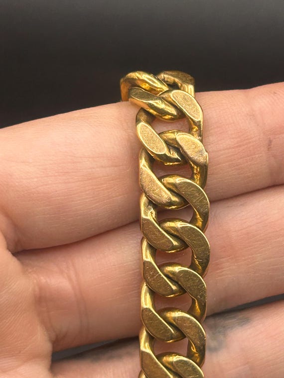 Estate Stackable 18k Gold Solid Link Bracelet - 2… - image 5