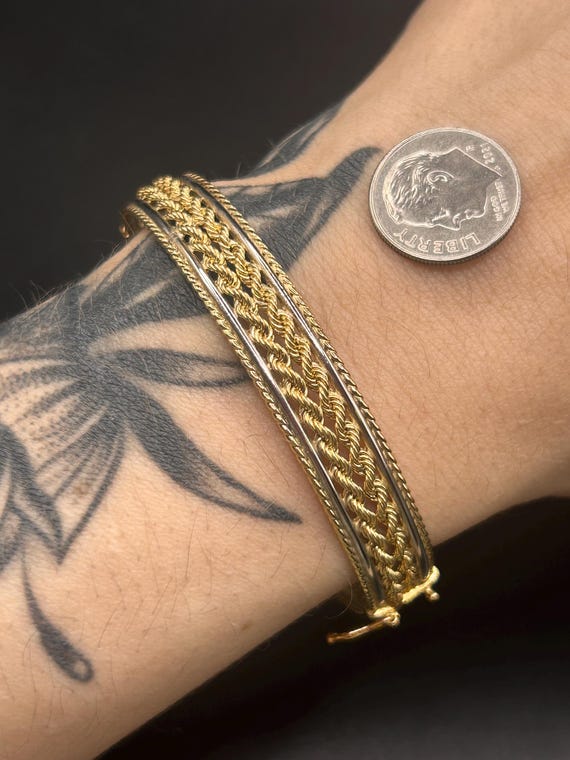 Estate Stackable 10k Gold Mixed Bangle Bracelets … - image 4