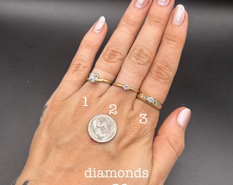 Estate Stackable 14k Gold Mixed Diamond Rings Bands - 6/2 - LOT N