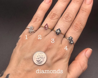 Estate Stackable 10k Gold Mixed Diamond Rings Bands - 4/24 - LOT DD