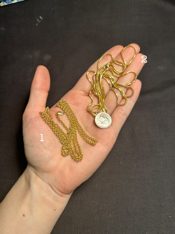 Estate Stackable 14k Gold Mixed Chains Necklaces … - image 1