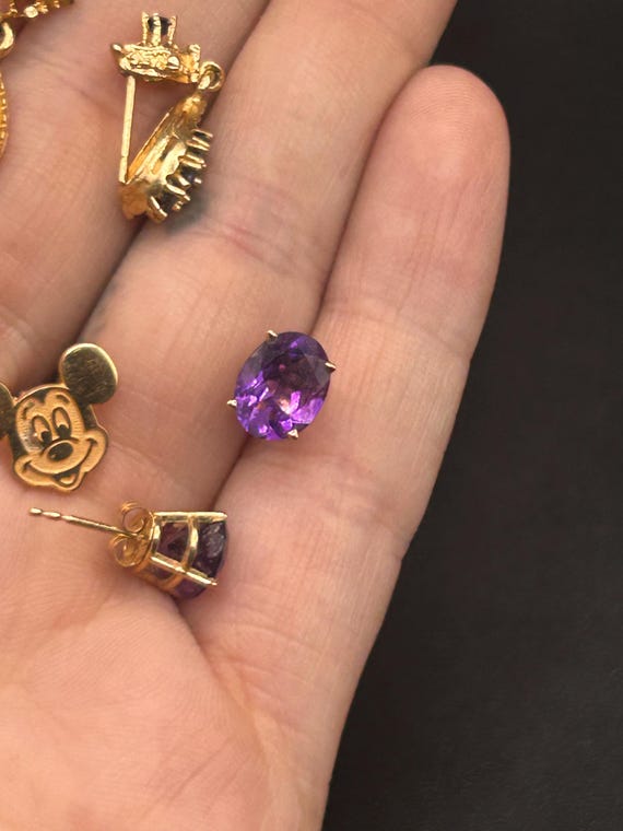 Estate Stackable 14k Gold Mixed Dangle Stud Hoop … - image 10