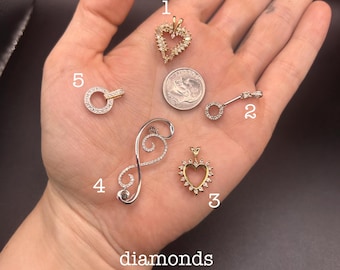 Estate Stackable 14k Gold Mixed Diamond Charms Pendants- 3/27/26 - LOT OO