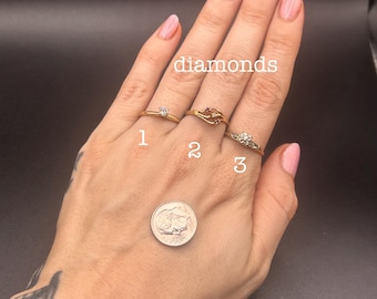 Estate Stackable 10k Diamond Gold Mixed Rings Bands - 3/24/26 - LOT Q