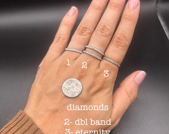 Estate Stackable 14k Gold Mixed Diamond Rings Bands - 8/28 - LOT R