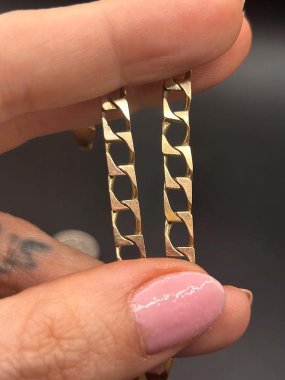 Estate Stackable 9k Gold Link Chain Bracelet - 3/… - image 10