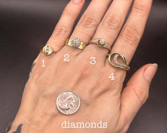 Estate Stackable 10k Gold Mixed Diamond Rings Bands- 3/27/26 - LOT Z