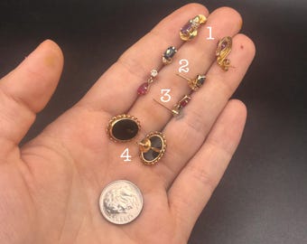 Estate Stackable 10k Gold Mixed Hoop Dangle Stud Earrings - 4/9 - LOT M