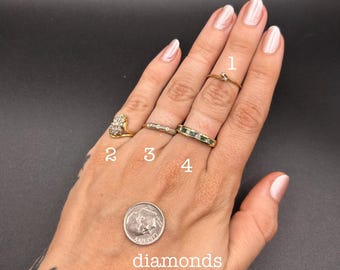 Estate Stackable 14k Gold Mixed Diamond Rings Bands - 6/1 - LOT P