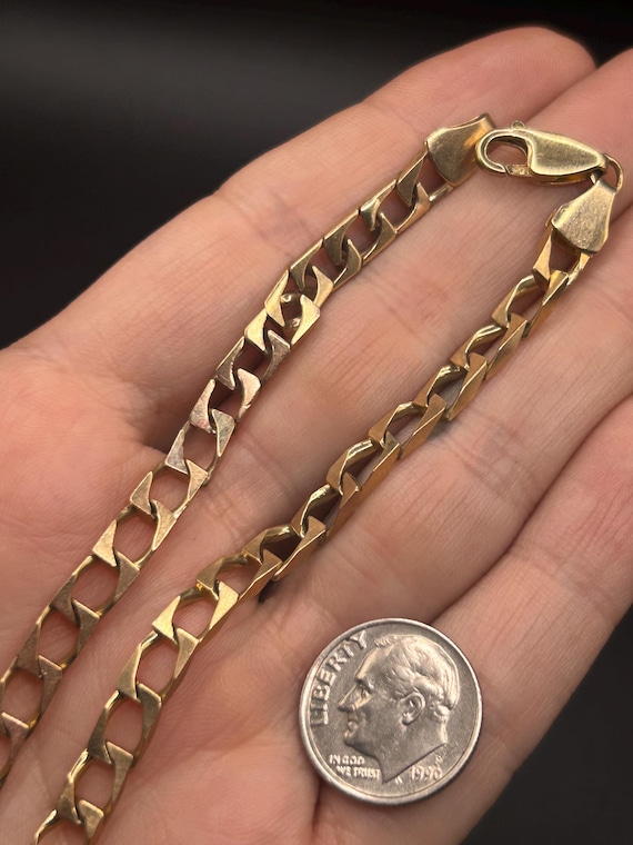 Estate Stackable 9k Gold Link Chain Bracelet - 3/… - image 6