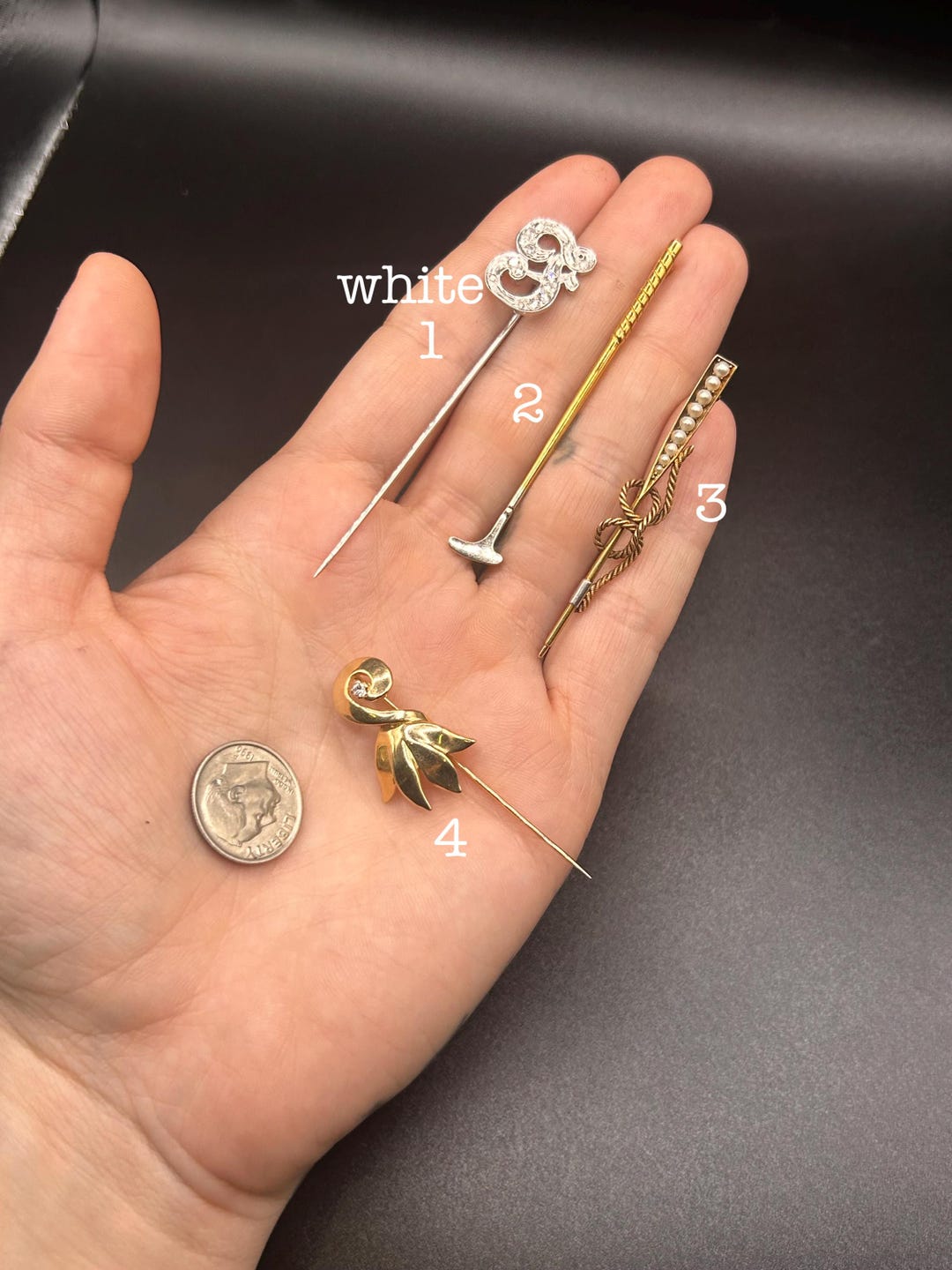 Estate Stackable 14k Gold Mixed Stick Pins Brooches - 6/30/25 - LOT Z ...