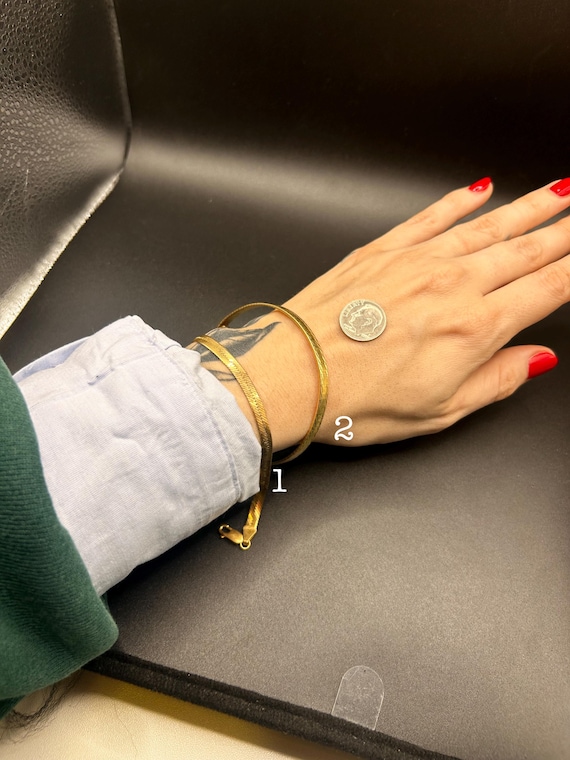 Estate Stackable 14k Gold Mixed Link Bracelets - … - image 1