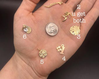 Estate Stackable 14k Gold Mixed Charms Pendants - 4/23 - LOT N