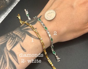 Estate Stackable 14k Gold Mixed Diamond Bracelets - 5/22 - LOT O
