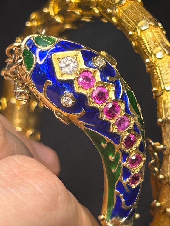 Estate Stackable 14k Gold Mixed Bangle Bracelet  … - image 12