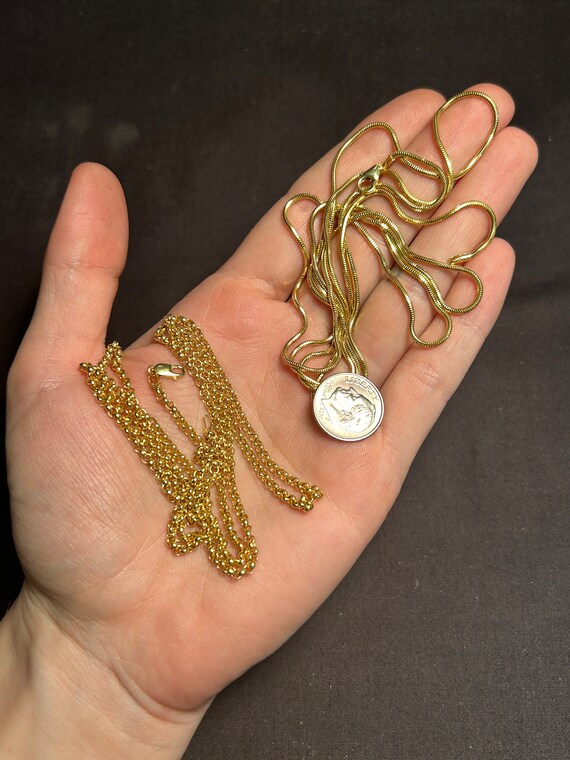 Estate Stackable 14k Gold Mixed Chains Necklaces … - image 2