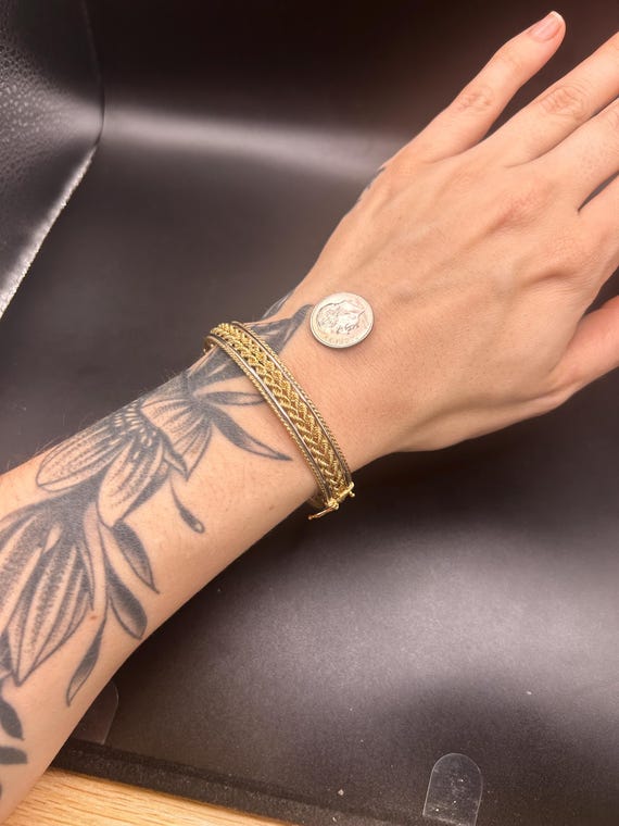 Estate Stackable 10k Gold Mixed Bangle Bracelets … - image 1