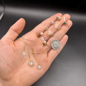 Estate Stackable 14k Gold Mixed Stud Dangle Earrings - 6/15 - LOT K