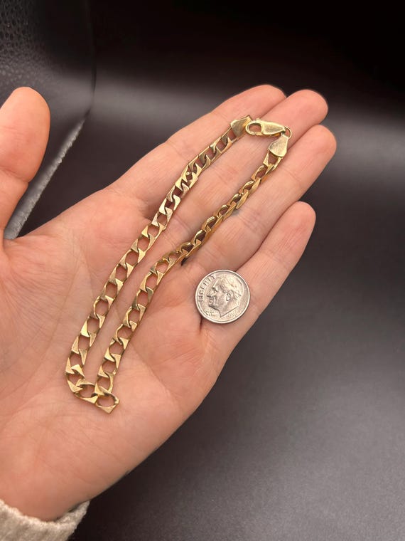 Estate Stackable 9k Gold Link Chain Bracelet - 3/… - image 4