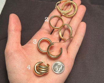 Estate Stackable 14k Gold Mixed Hoop Stud Dangle Earrings - 5/3/24 - HOOPAPALOOZA LOT O