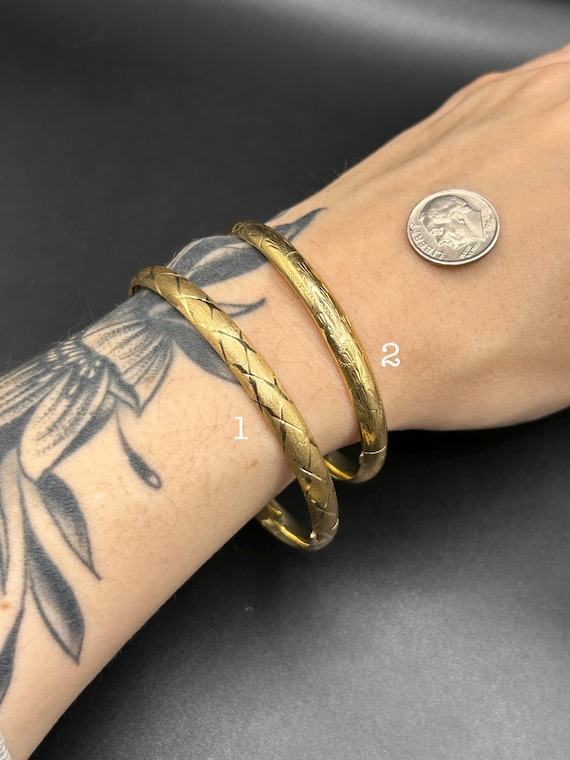 Estate Stackable 14k Gold Mixed Bangles Bracelets… - image 1