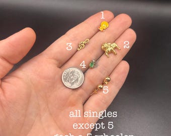 Estate Stackable 14k Gold Mixed Stud Hoop Earrings - 4/30 - LOT J