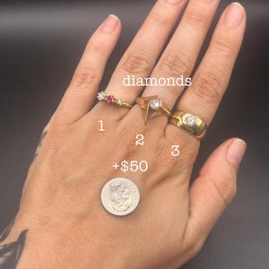 Estate Stackable 14k Gold Mixed Diamond Rings Bands - 6/19 - LOT X