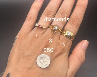 Estate Stackable 14k Gold Mixed Diamond Rings Bands - 6/19 - LOT X