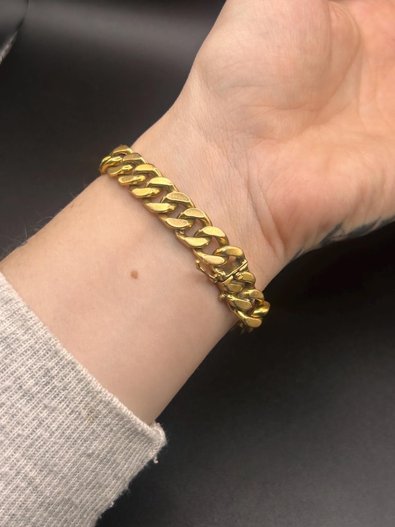 Estate Stackable 18k Gold Solid Link Bracelet - 2… - image 11