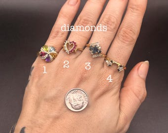 Estate Stackable 14k Gold Mixed Diamond Rings Bands- 3/27/26 - LOT EE