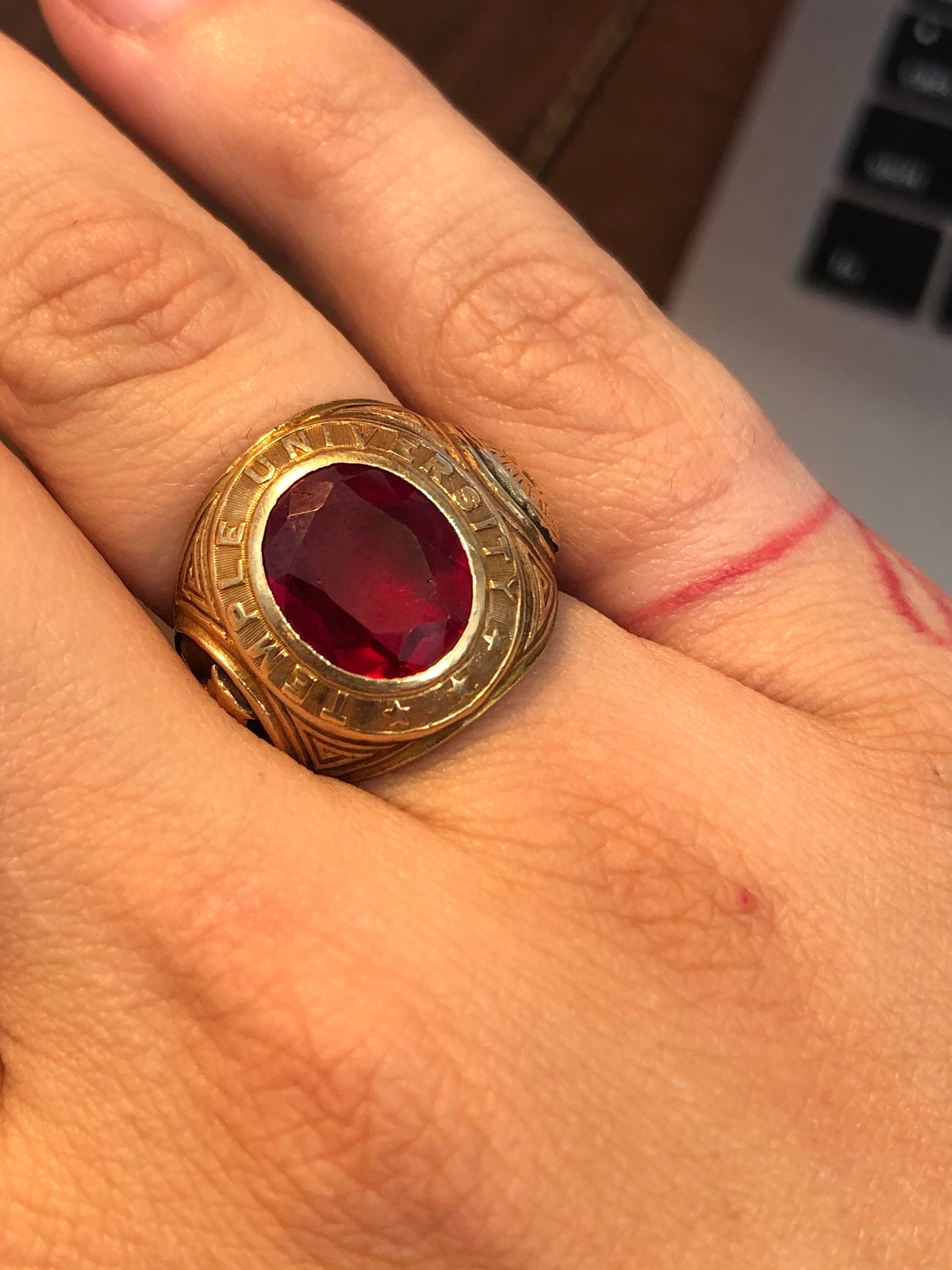 Estate Stackable 10k Gold Temple University Class Ring 30 Over Melt 72 Hours Only 6 23 Etsy