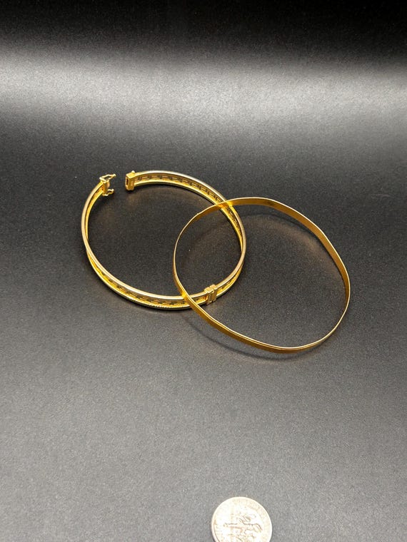 Estate Stackable 18k Gold Mixed Bangle Bracelets … - image 9