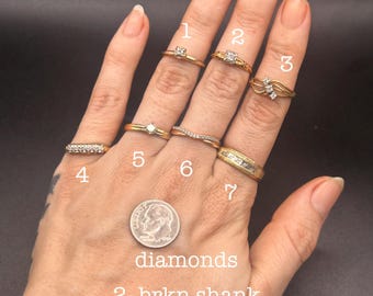 Estate Stackable 14k Gold Mixed Diamond Rings Bands- 3/27/26 - LOT GG