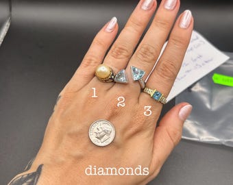 Estate Stackable 18k Gold Mixed Diamond Rings Bands - 6/2 - LOT S