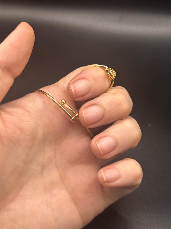 Estate Stackable 18k Gold Mixed Bangle Ring Set -… - image 10