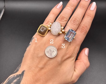 Estate Stackable 14k Gold Mixed Gem Rings Bands - 6/1 - LOT K