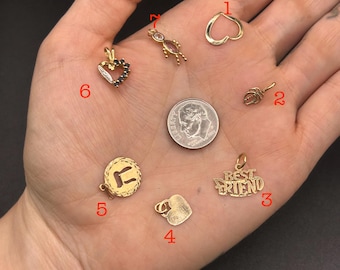 Estate Stackable 14k Gold Mixed Charms Pendants - 4/15 - LOT H