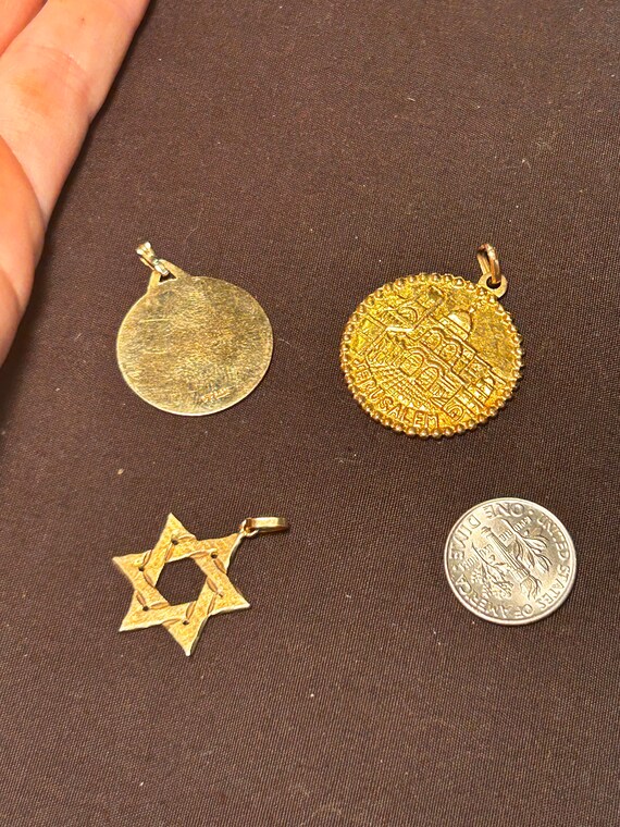 Estate Stackable 14k Gold Mixed Charms Pendants -… - image 8